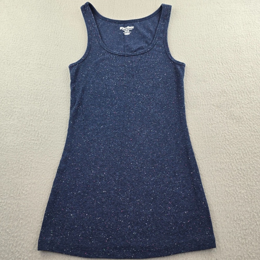 Old Navy Perfect Tank Dress Womens Medium Dark Blue Speckled Rib Knit Scoop Neck